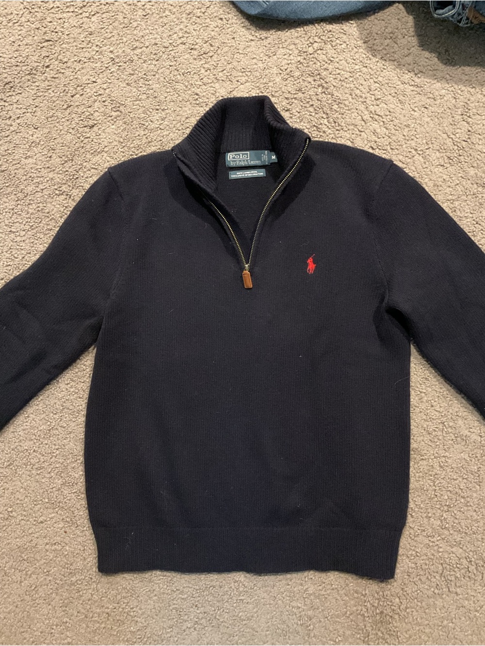 Polo Ralph Lauren Vintage Men’s Navy Half-Zip Sweater Shirt Top Preppy Y2K sz M